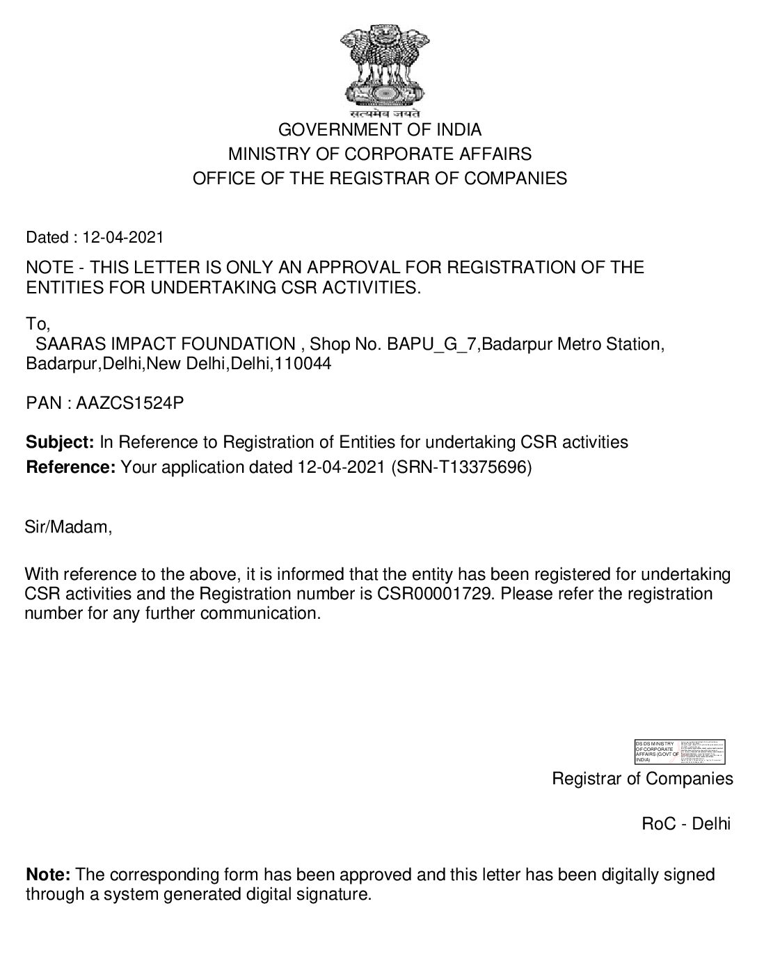 CSR Certificate